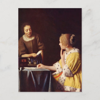 Cartão Postal Senhora e criada por Johannes Vermeer