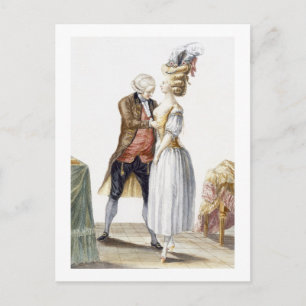 Cartão Postal Senhora Elegante em uma reunião com seu talão, pra