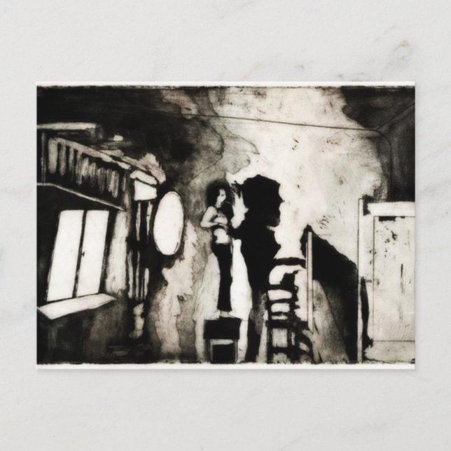 Cartão Postal Senhora em uma cadeira (Frente)