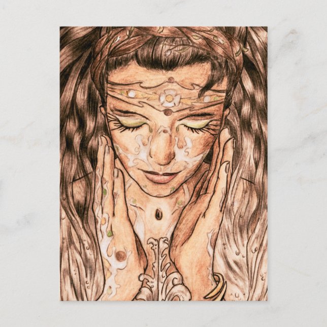 Cartão Postal Senhora Étnica de Arte Nouveau (Frente)