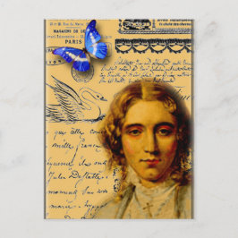 Cartão Postal senhora francesa com borboleta