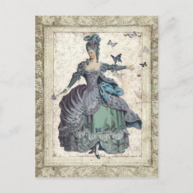 Cartão Postal Senhora Georgiana com Borboletas (Frente)