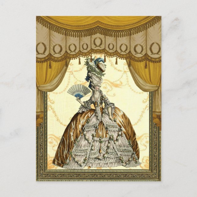 Cartão Postal Senhora Georgiana com fã - Dourada (Frente)
