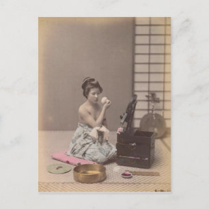 Cartão Postal Senhora Japonesa Geisha Arte Asiática Vintage