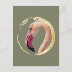Cartão Postal Senhora Rosa   Ilustração Flamingo Bird Watercol