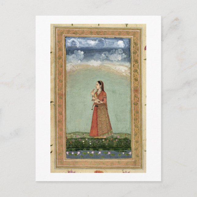 Cartão Postal Senhora segurando uma tigela de rosas, do Pequeno  (Frente)