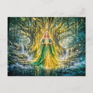 Cartão Postal Senhora Sob a Árvore do Mundo Fantasia Encantada