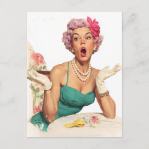 Cartão Postal Senhora Surpreendente com Glamour Retro