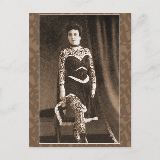 Cartão Postal Senhora Tatuada em Cartões, Cartões-postais (Frente)