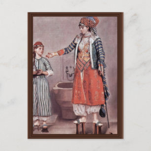 Cartão Postal Senhora Turca Com Maid Por Liotard Jean-Ã ‰ Tie