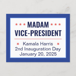 Cartão Postal Senhora Vice-Presidente Kamala Harris 2d Inauguraç