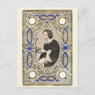 Cartão Postal Senhora Vitoriana, Alimentando Seu Pássaro, Estilo