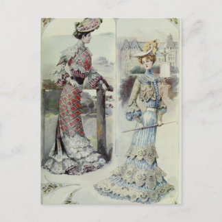 Cartão Postal Senhora Vitoriana - Moda Francesa Vintage - Vestid