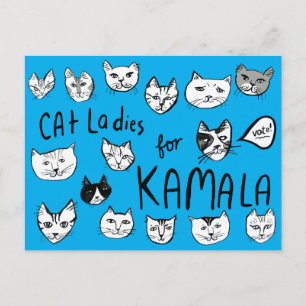 Cartão Postal SENHORAS DOS GATOS para KAMALA Cute VOTE ELEIÇÃO