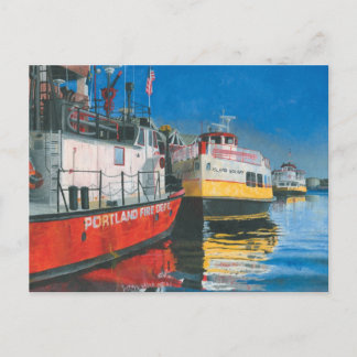 Cartão Postal Senhorita Bombeiros de Portland e Ferries da Baía