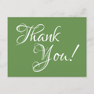 Cartão Postal Senhorita Green e White Calliographic Obrigado