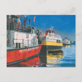 Cartão Postal Senhorita Portland Fireboat e Casco Bay Ferries