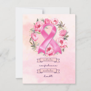 Cartão Postal Sensibilização do Cancer de Fita Rosa com Flores