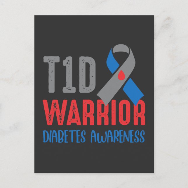 Cartão Postal Sensibilização para o Guerreiro do T1D diabético (Frente)