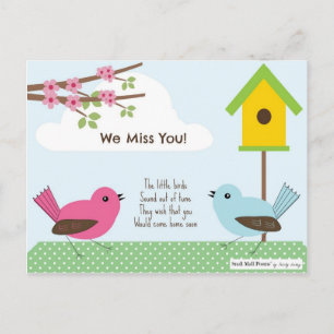 Cartão Postal Sentimos Sua Falta De Poema Das Crianças