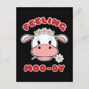 Cartão Postal Sentindo-se Moo-di Citação de Vaca de Desenho An