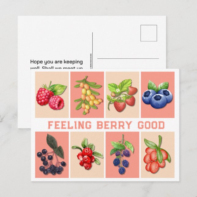 Cartão Postal SENTIR BERRY BOM E Personalizável Berries de Moran (Frente/Verso)