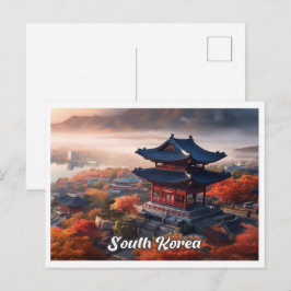 Cartão Postal Seoul South Korea Art Vintage Travel Illustration