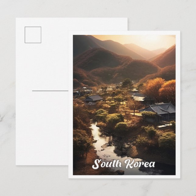 Cartão Postal Seoul South Korea Nature Travel Illustration (Frente/Verso)
