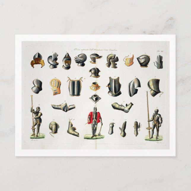 Cartão Postal Separate Pieces of a Knight's Armour, plate 15 fro (Frente)