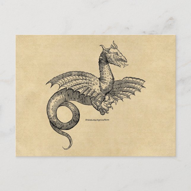 Cartão Postal Sépia do Dragão Alado (Frente)