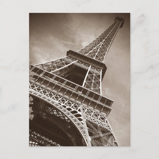 Cartão Postal Sepia Eiffel Tower Love Romance City (Frente)