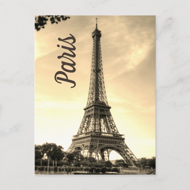 Cartão Postal Sepia Eiffel Tower Paris Europa Viagem Foto: (Frente)