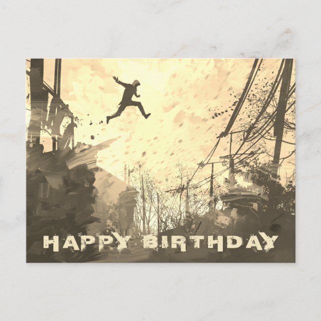 Cartão Postal Sepia moderno urbano do curso de obstáculo de (Frente)