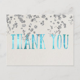 Cartão Postal Sequências de Prata Azul e Faux do Mar Shimmer