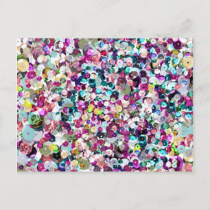 Cartão Postal Sequins femininos Bling do falso do arco-íris