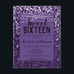 Cartão Postal Sequins Roxos/Chamada Glitter Chic Sweet 16<br><div class="desc">Sequin Roxo/Glitter Cartão postal de 16 Convites de aniversário Sweet apresenta muitas sequências cintilantes roxas! Personalize facilmente seu convite usando nossa ferramenta de design fácil utilização. As fontes e as cores da fonte podem ser alteradas usando a opção "personalizar mais" na ferramenta design. Se precisar de assistência ou estiver procurando...</div>