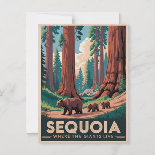 Cartão Postal Sequoia National Park Bears Viagens vintage