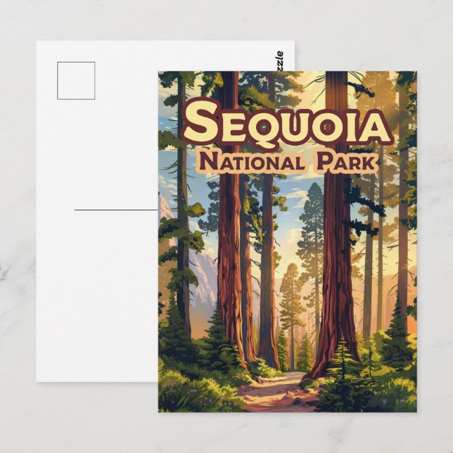 Cartão Postal Sequoia National Park California Tree Retro (Frente/Verso)