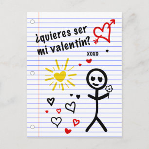 Cartão Postal ser mi valentin bocetos de papel de cuaderno