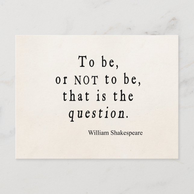 Cartão Postal Ser ou não ser essa pergunta, Shakespeare Cote (Frente)