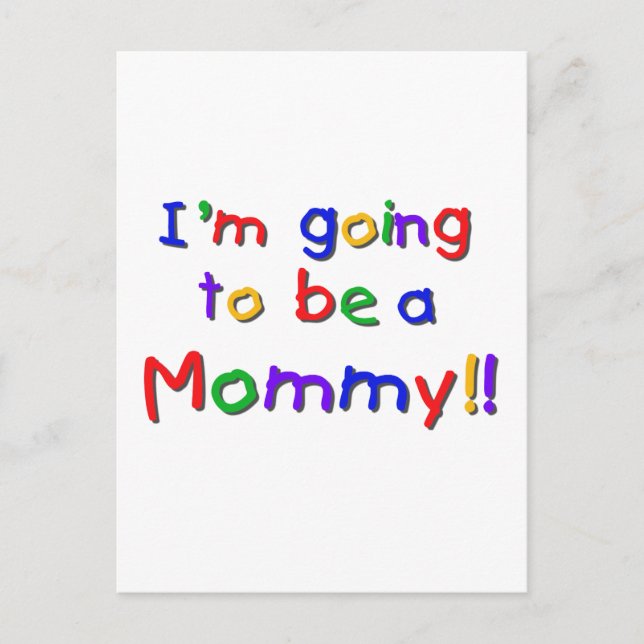 Cartão Postal Será uma Mamãe de cores primárias (Frente)