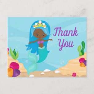 Cartão Postal Sereia Afro-Americana Personalizada Agradecimento 