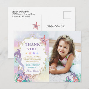 Cartão Postal Sereia Aniversário Sob o Mar Foto Obrigado