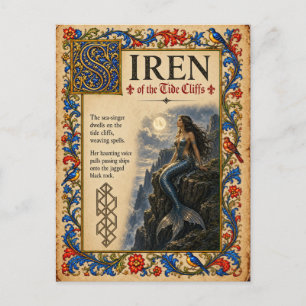 Cartão Postal Sereia, Arte do Bestiário Medieval
