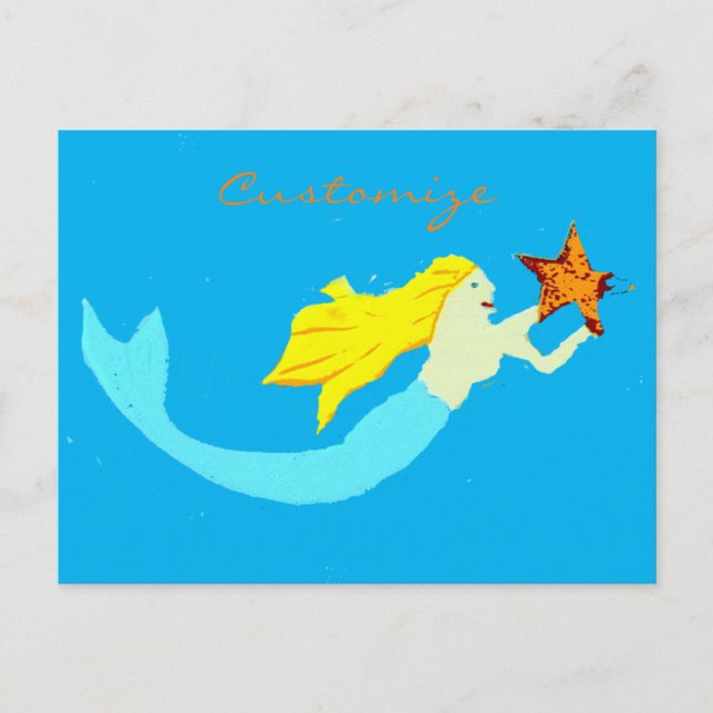 Cartão Postal Sereia Blona com Star Thunder_Cove (Frente)