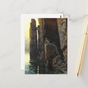 Cartão Postal Sereia da Costa Marinha Garota nua & Desejos à Esp