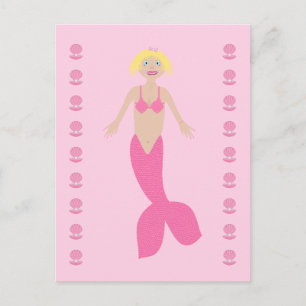 Cartão Postal Sereia da Fantasia Rosa Bonita