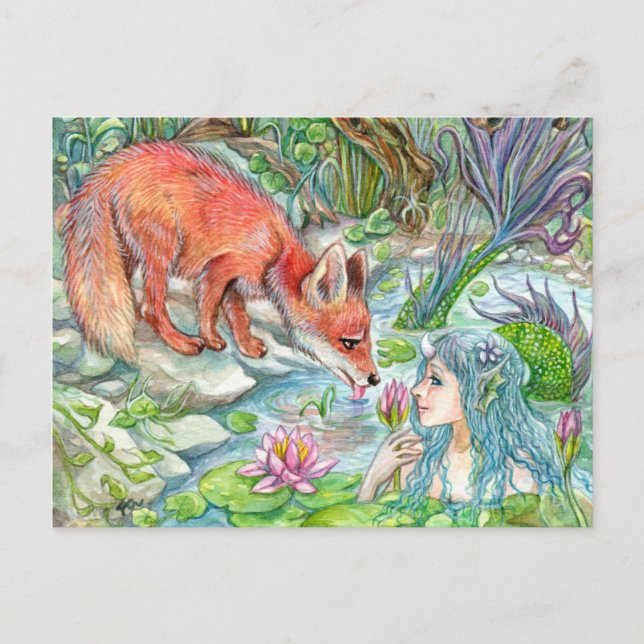 Cartão Postal Sereia e Raposa (Frente)