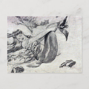 Cartão Postal Sereia na praia