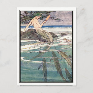 Cartão Postal Sereia na Rocha dos Maroners por Alice B. Woodward
